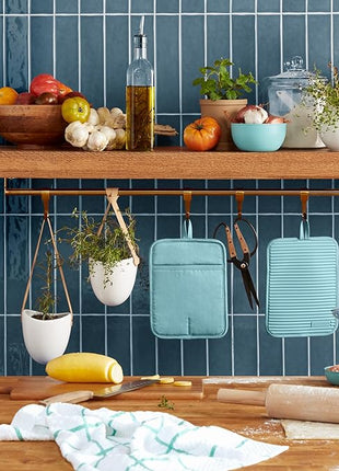 KitchenAid Ribbed Soft Silicone Pot Holder 2-Pack Set, Mineral Water Aqua, 7"x9"