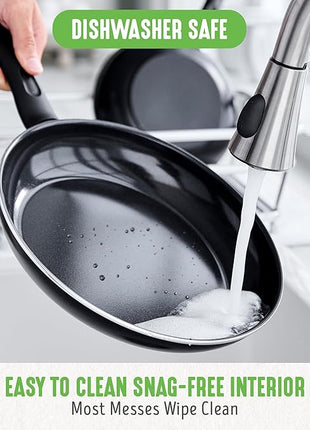 GreenLife 16 Piece Nonstick Cookware Set, Soft Grip Non-Toxic PFAS-Free Ceramic Pots & Pans, Dishwasher & Oven Safe, Frying, Sauce, Saute, Utensils, Glass Lids, Stay-Cool Handles, Wobble Free, Black