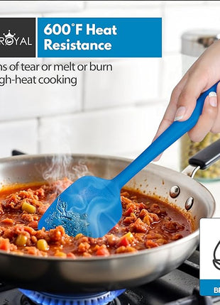 Silicone Spatula Set - 4-Piece Rubber Spatulas Silicone Heat Resistant 600°F for Everyday Task - Seamless Design Kitchen Spatulas for Nonstick Cookware - Blue