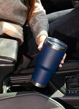 MEWAY 30oz Insulated Tumbler With Lids and Straws,Stainless Steel Double Vacuum Coffee Tumbler Cup, Brush, Durable Powder Coated Coffee Cup for Cold & Hot Drinks, Office, Travel(Navy,12 PACK)