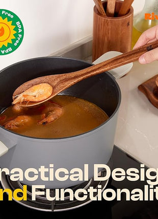 Riveira Walnut Wooden Spoons for Cooking Set of 9 – Natural Walnut Wooden Cooking Utensils, Spatula, Spoon - Premium Quality Utensil Set for Non-Toxic Cooking