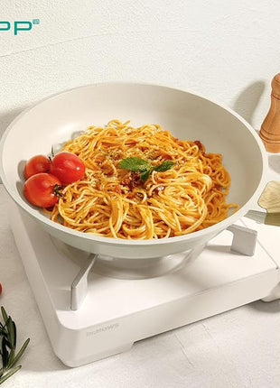 GiPP Non Stick Frying Pan Set - 8" 9.5" 11" Granite Nonstick Pan Skillet, Non Toxic Pans for Cooking, Omelette Pan with Stay Cool Handle, Induction Compatible, PFAS/PTFE/PFOA Free, White