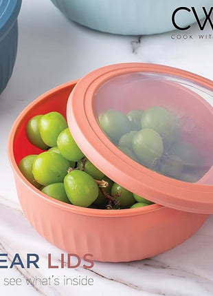 COOK WITH COLOR Prep Bowls with Lids- Wide and Deep Nesting Plastic Small Mixing Bowl Set with Lids, 12 Piece Set - Wide Bowls, Multicolor