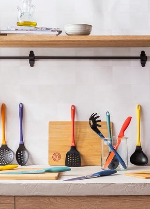 MasterChef Kitchen Knives Set with Covers incl. Paring, Boning, Carving, Bread, Santoku & Chef Knife, Sharp Cutting Stainless Steel Blades with Sheaths, 12 Piece (6 Colored Knives & 6 Covers)