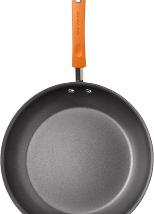 Rachael Ray Brights Hard-Anodized Aluminum Nonstick Cookware Set with Glass Lids, 10-Piece Pot and Pan Set, Gray with Orange Handles