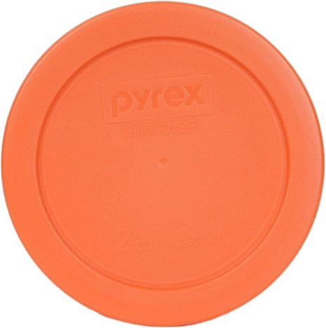 Pyrex 7200-PC Round 2 Cup Orange Storage Lid for Glass Bowls - Original Genuine Pyrex Lids - 4 Pack - Made In The USA