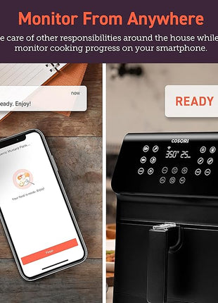 COSORI Air Fryer Pro Smart 5.8QT that Roast, Bake, 3-Way Control, 12-IN-1 Customizable Functions, Online Recipes, Detachable Basket, Works with Alexa & Google Assistant