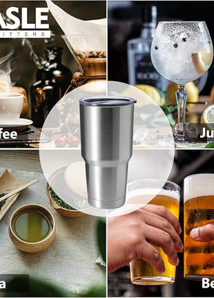 HASLE OUTFITTERS 30oz Stainless Steel Tumbler, Double Wall Vacuum Insulated Travel Mug Tumbler, Durable Insulated Coffee Mug, Gift Box Set (Silver, 1)