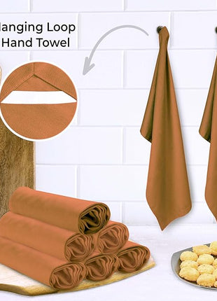 Urban Villa Kitchen Towels Solid Rust Towels Set of 6 20" X30” 100% Cotton Highly Absorbent Quick Drying Dish Cloths & Dish Towels Thanksgiving Fall Tea Towels with Hanging Loop Towels