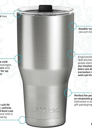 Arctic Tumblers | 30 oz Rose Pink Insulated Tumbler with Straw & Cleaner - Retains Temperature up to 24hrs - Non-Spill Splash Proof Lid, Double Wall Vacuum Technology, BPA Free & Built to Last