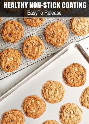 Baking Sheet Cookie Sheet Set of 2, Umite Chef Stainless Steel Baking Pans Tray Professional 18 inch, Non Toxic & Healthy, Mirror Finish & Rust Free, Easy Clean & Dishwasher Safe