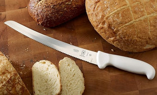 Mercer Culinary Ultimate White 10" Curved Wavy Edge Bread Knife, White