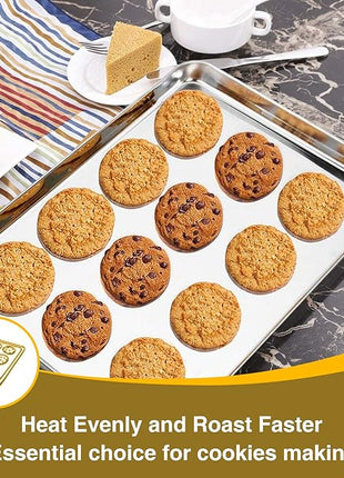 Wildone Baking Sheet with Rack Set (3 Pans + 3 Racks), Stainless Steel Baking Pan Cookie Sheet with Cooling Rack, Non Toxic & Heavy Duty & Easy Clean