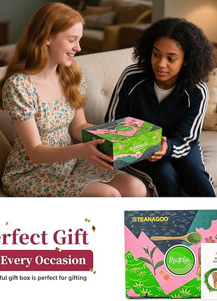 TEANAGOO Matcha Whisk Set,7 Pcs Matcha Set Blue Green,Ceremony Matcha Kit,Matcha Tea Set for Making Latte,Ceramic Bowl(chawan) whith Spout and Whisk,Gift for Matcha Lovers