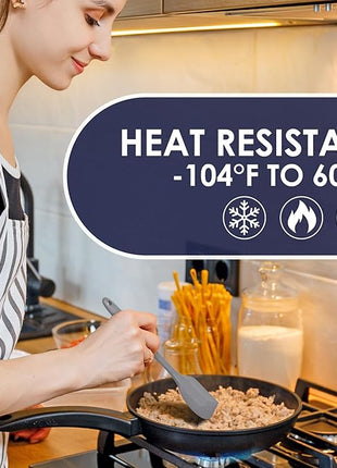 Heat Resistant 600℉ Silicone Spatula, Turner Mixing Spatulas set BPA Free Dishwasher Safe for Nonstick Cookware, Grey