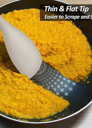 Upgrade Silicone Spatula Spoon Set,VOVOLY Heat Resistant Rubber Spoonula, Seamless Non-Stick Flexible Scrapers for Baking Mixing Tool,3 Pack, Kahki