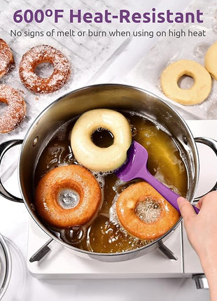 Heat Resistant Silicone Spatula Set: U-Taste 600ºF High Temp Seamless Food Grade Utensil, Flexible Rubber Silicon Kitchen Cooking Mixing Baking Scraper for Nonstick Cookware Set of 4 (Purple)