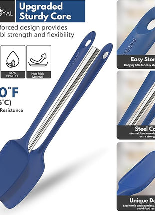 Silicone Spatula Set - 4-Piece Rubber Spatulas Silicone Heat Resistant 600°F for Everyday Task - Seamless Design Kitchen Spatulas for Nonstick Cookware - Royal Blue