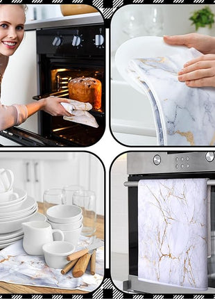 Boyiee Set of 6 Marble Kitchen Towels Gold Dish Towels Absorbent Stylish Marble Tea Towels 24 x 16 Inches Modern Hand Towels Housewarming Gifts for Farmhouse Kitchen Bathroom Decorations