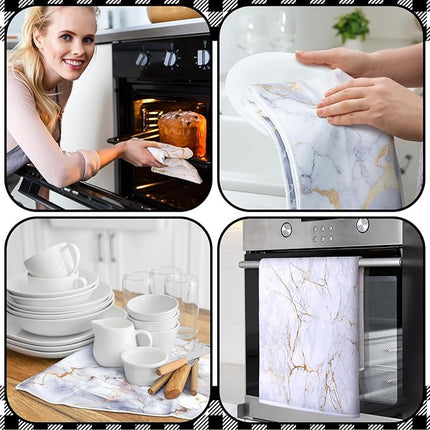 Boyiee Set of 6 Marble Kitchen Towels Gold Dish Towels Absorbent Stylish Marble Tea Towels 24 x 16 Inches Modern Hand Towels Housewarming Gifts for Farmhouse Kitchen Bathroom Decorations