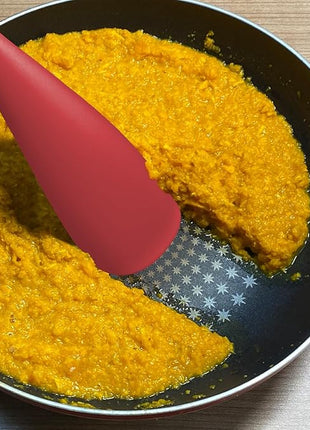 Silicone Spatula Spoon, Great for Both Cooking and Serving Durable BPA-Free Matte Black Silicone, Seamless Design, Safe for Nonstick Cooking Surfaces, 2-Pcs, Red