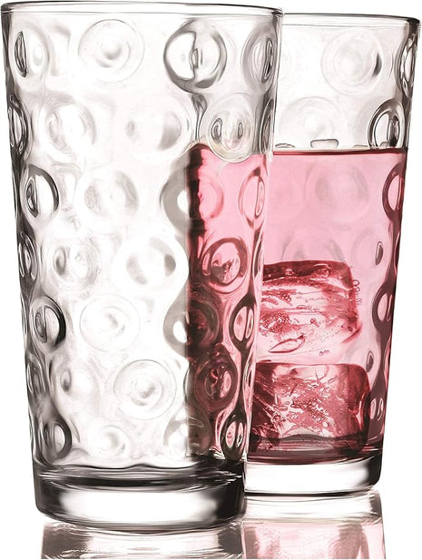 Circleware 40180 Circle Set of 4-15.7 oz Heavy Base Highball Drinking Glasses Tumblers Ice Tea Beverage Cups Glassware for Water, Juice, Beer, 4pc,