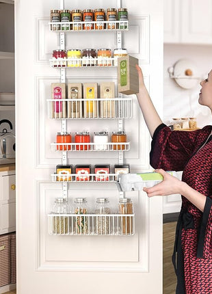 Moforoco 6-Tier Over The Door Pantry Organizer, Pantry Organization and Storage, Black Hanging Basket Wall Spice Rack Seasoning Shelves, Home & Kitchen Laundry Room Bathroom Essentials accessories