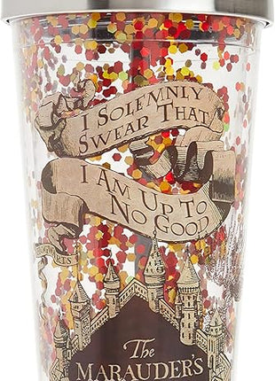 Spoontiques - Harry Potter Tumbler - Solemnly Swear Glitter Cup with Straw - 20 oz - Acrylic - Multicolored