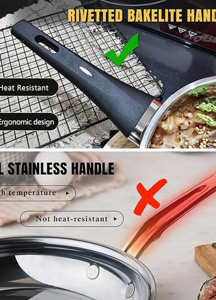 Meythway 14-Piece Stainless Steel Cookware Set for Induction Stovetops – Non-Toxic Pots & Pans with Stay-Cool Handles, Glass Lids, Steamer, Pot Mats & Utensils – Dishwasher Safe Kitchen Cookware