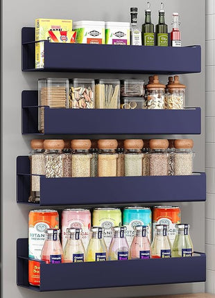 4 Pack Moveable Fridge Magnetic Spice Racks,Metal Purple