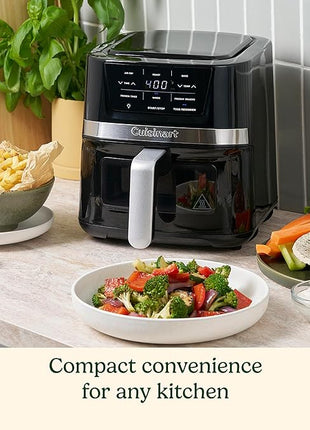 Cuisinart Air Fryer, 2.6-Quart Compact Basket Fryer with 3 Cooking Functions to Air Fry, Roast, and Bake, 3 Airfryer Presets, Dishwasher-Safe Parts, AIR-80, Stainless Steel & Black