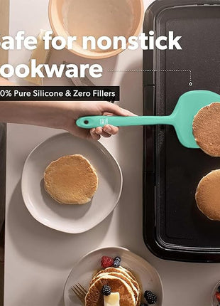 New DI ORO Silicone Turner Spatula Set - Kitchen Spatulas for Nonstick Cookware - Cooking Utensils for Flipping Eggs & Pancakes - 600°F Heat-Resistant BPA Free Turners - Dishwasher Safe (4pc, Mint)