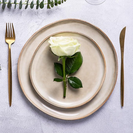 AmorArc Ceramic Dinnerware Sets,Handmade Reactive Glaze Stoneware Plates and Bowls Sets,Highly Scratch Resistant | Dishwasher & Microwave Safe Dishes Set,Service for 12 (36pc)