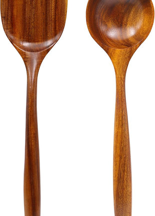 FJNATINH Wooden Wok Spatula Ladle Tool Set, 14-inch Long Handle Teak Wok Spatula