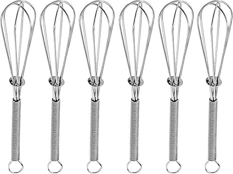Anaeat 6 Pack Small Wire Whisks, Portable Stainless Steel Kitchen Tiny Whisk & Egg Beater with Thick Wire - Sturdy Mini Mixing Balloon for Cooking, Blending, Whiping, Beating and Stirring (6")