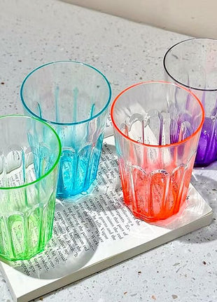 Plastic Drinking Glasses Set of 8, Plastic Cups Reusbale Tumblers for Kitchen Camping, Water Cup Set with Gradient Color, Unbreakable Bathroom Cups, BPA Free, Dishwasher Safe, 15.2oz, 4 Colors,8 Pack