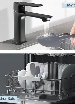 Premium Silicone Spatula Set, Flexible Heat Resistant Non-slip Handle Baking Cooking Rubber Spatulas, Grey