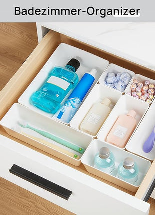 Vtopmart 25 PCS Plastic Drawer Organizers Set, 4-Size Versatile Bathroom and Vanity Drawer Organizer Trays, Storage Bins for Makeup, Bedroom, Kitchen Gadgets Utensils and Office