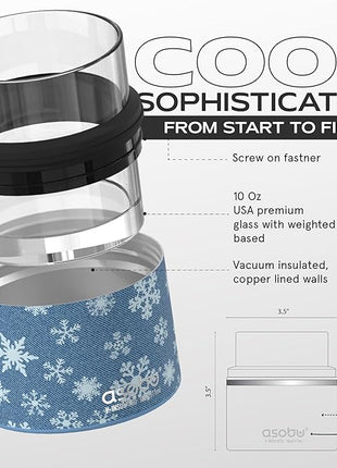 asobu Whiskey Sleeve Glass – Insulated Bourbon Tumbler with Premium Rocks Glass, BPA-Free, Double-Wall Stainless Steel, Keeps Drinks Cold Longer, 10.5oz