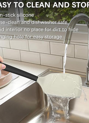 Coukre 2 Pack Silicone Spatula Set, High Heat Resistant, BPA Free Kitchen Spatula, Solid & Slotted Turner for Non-Stick Pans, Sautéing, and Flipping (2, Beige)