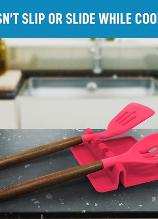 Zulay Kitchen Silicone Utensil Rest with Drip Pad for Multiple Utensils - BPA-Free, Heat-Resistant Spoon Rest & Spoon Holder for Stove Top - Kitchen Utensil Holder for Ladles & Tongs - Honeysuckle