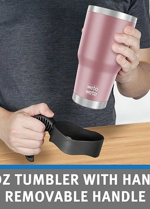 WETOWETO 30 oz Tumbler Stainless Steel Vacuum Insulated Coffee Cup with Handle, Double Wall Vacuum Coffee Cup Thermal Cups for Hot and Cold drinks, Suitable for Travel(Rose Gold, 1 Pack)