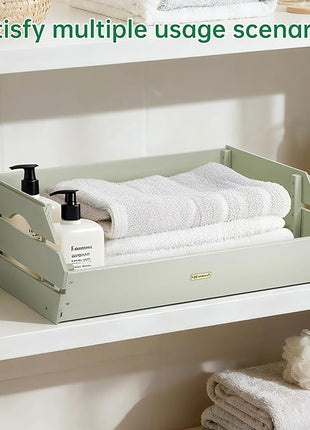 HABAU Wood Potato Onion Storage Bins - Wooden Stackable Produce Basket - Fruit Vegetable Storage for Kitchen Pantry Organization