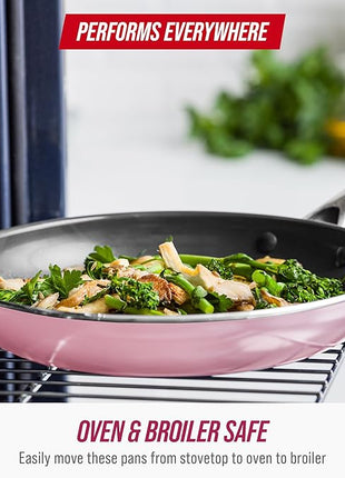 Blue Diamond 8" Nonstick Frying Pan Skillet, Ceramic Diamond Infused PFAS-Free, Dishwasher & Oven Safe, Stay Cool Handle, Durable Non Toxic Metal Utensil Safe, Egg & Omelet Pan, Pink