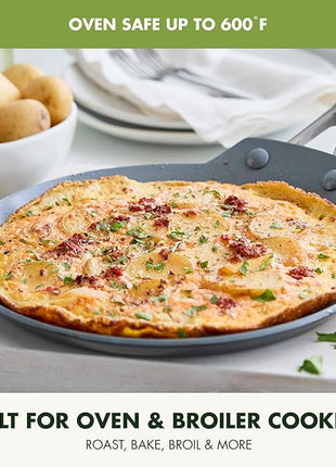 GreenPan Valencia Pro 9.5" Nonstick Crepe Pan, PFAS-Free Ceramic Flat Pancake Skillet, Induction Ready Cookware, Hard Anodized, Dishwasher & Oven Safe, Gray