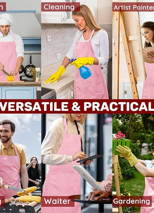 2 Pcs Plus Size Chef Apron, Unisex Professional Apron with 2 Pockets for Cooking, Work, Baking (Larger Size)