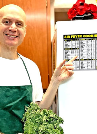 Air Fryer Cooking Times Chart Magnet - Extra Large Easy to Read Airfryer Magnetic Cheat Sheet - Healthy Airfryers Cookbook Accessory Liners Food Kitchen Conversion - Air Fryer Oven Accessories (Grey)