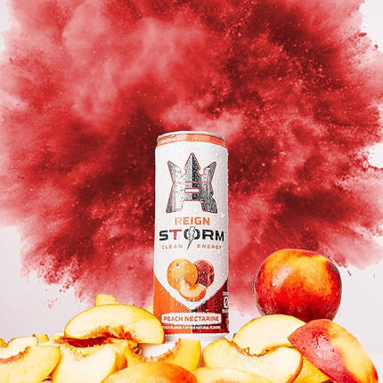 REIGN Storm, Peach Nectarine, Fitness & Wellness Energy Drink, 12 Fl Oz | Pack of 12