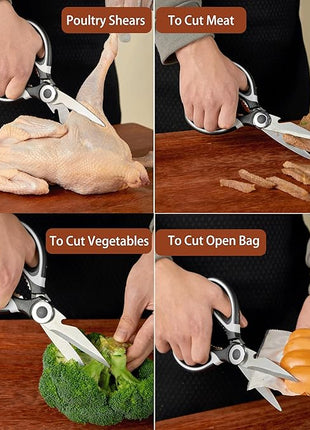 Kitchen Scissors All Purpose 3 Pack - Heavy Duty Stainless Steel Cooking Shears for Cutting Meat, Food, Fish, Poultry Multipurpose Sharp Sissors for Dishwasher Safe