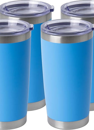 HASLE OUTFITTERS 20oz Stainless Steel Tumblers Bulk, Insulated Travel Cup with Lid, Double Wall Vacuum Coffee Mug for Cold & Hot Drinks 4 Pack, Royal Blue